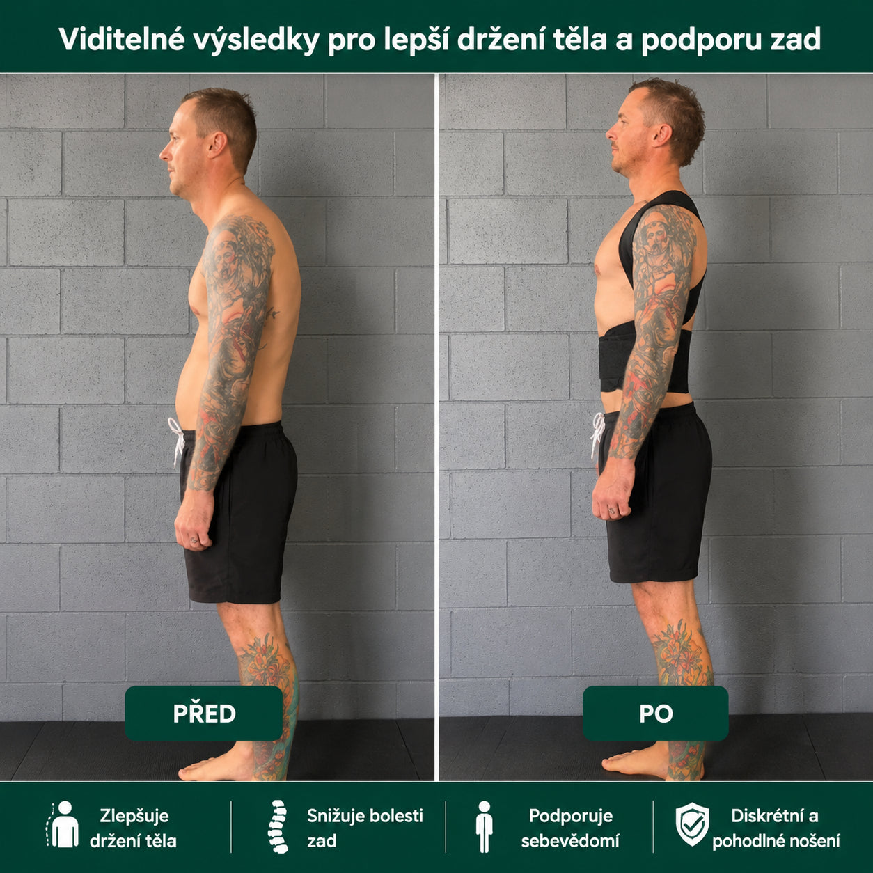Ulevuje od bolesti zad a zlepšuje držení těla