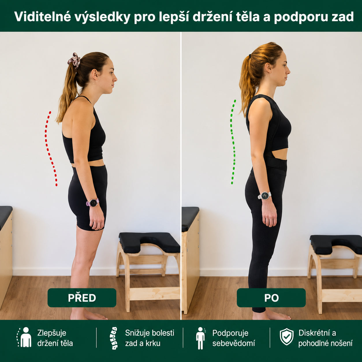 Ulevuje od bolesti zad a zlepšuje držení těla